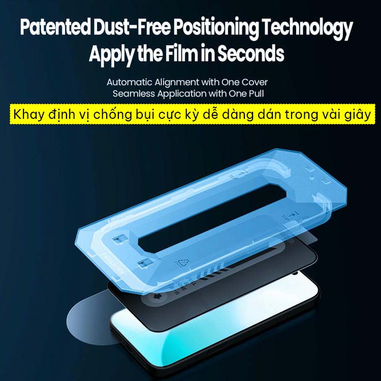 Kính cường lực chống nhìn trộm iPhone 17 Pro Max Nillkin Guardian+Khay tự dán 2